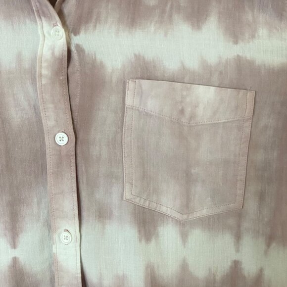 Rails Ingrid Raw-Hem Shirt Women's Medium Pink & White Tie-Dye Button-Up L/S - Picture 8 of 13